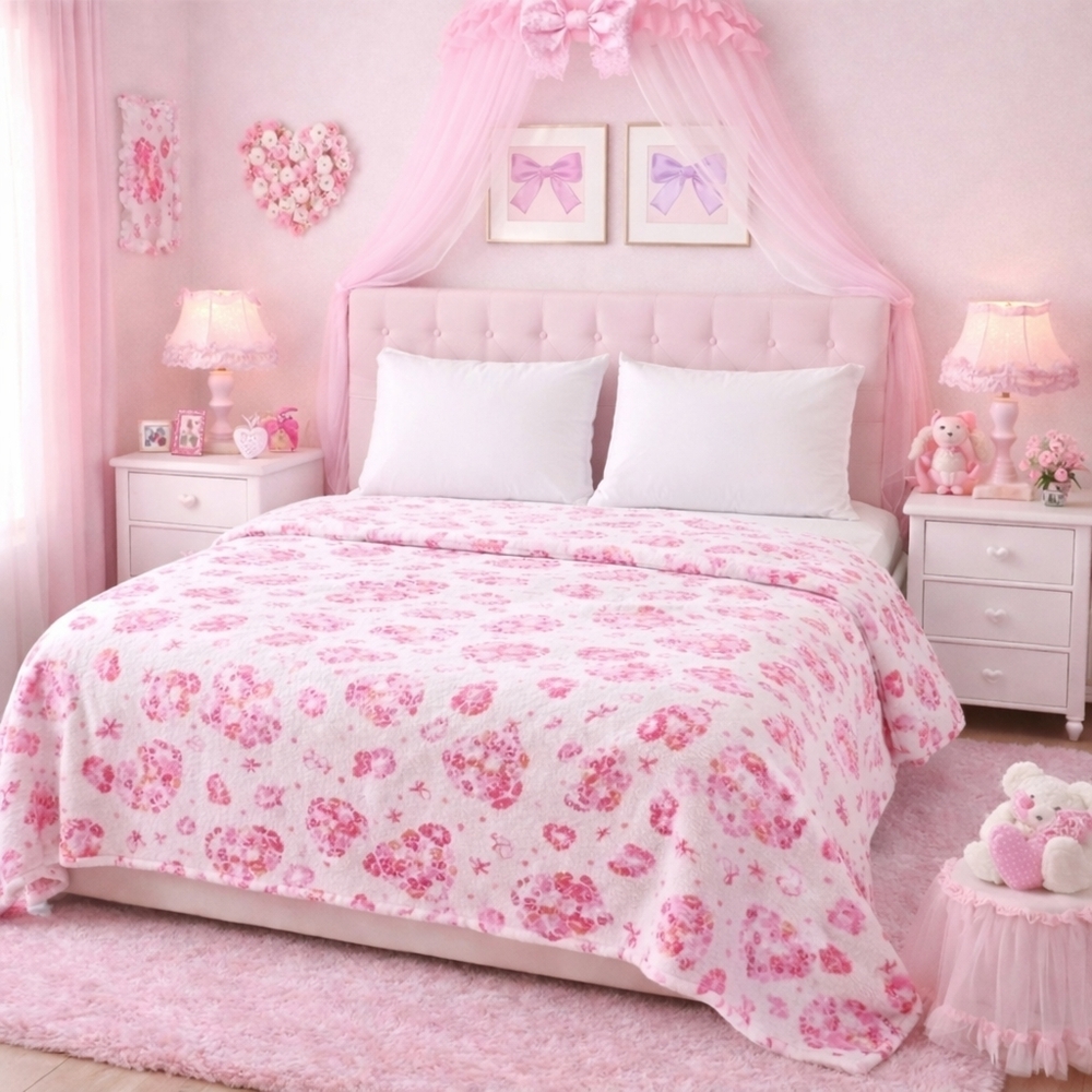 Betsey Johnson Lip Heart Print XO Ultra Soft Plush Blanket Queen New with Tags
